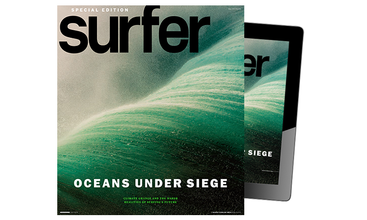 Ray Collins aerial shot on the cover of Surfer